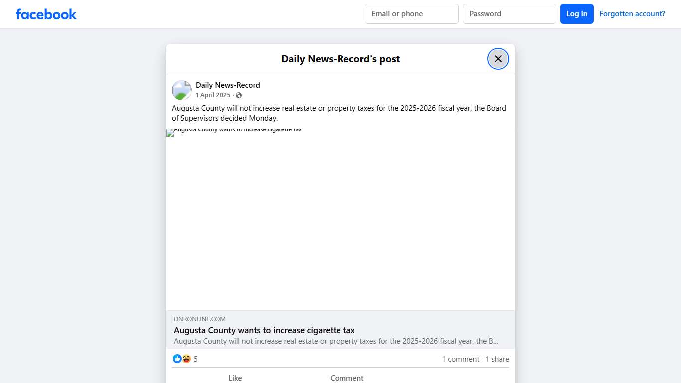 Augusta County will not increase real... - Daily News-Record Facebook