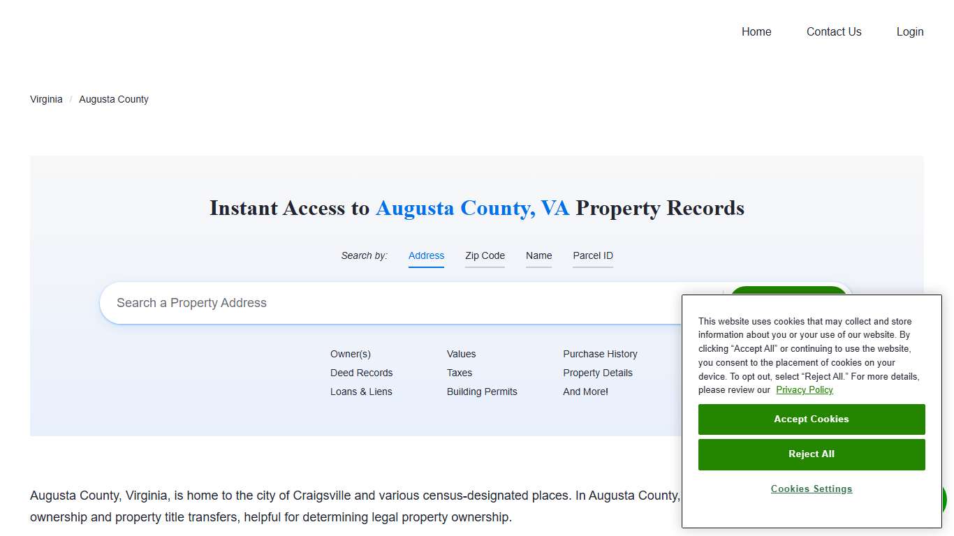 Augusta County Property Records Owners, Deeds, Permits